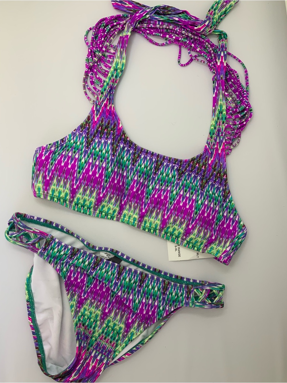 Kenneth Cole Purple & Green Patterned Bikini
